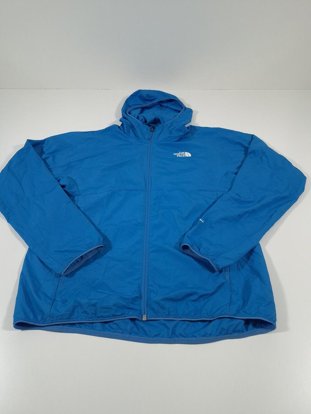 The North Face Jacket Mens L Blue WindWall Hooded Full Zip Lightweight Hiking